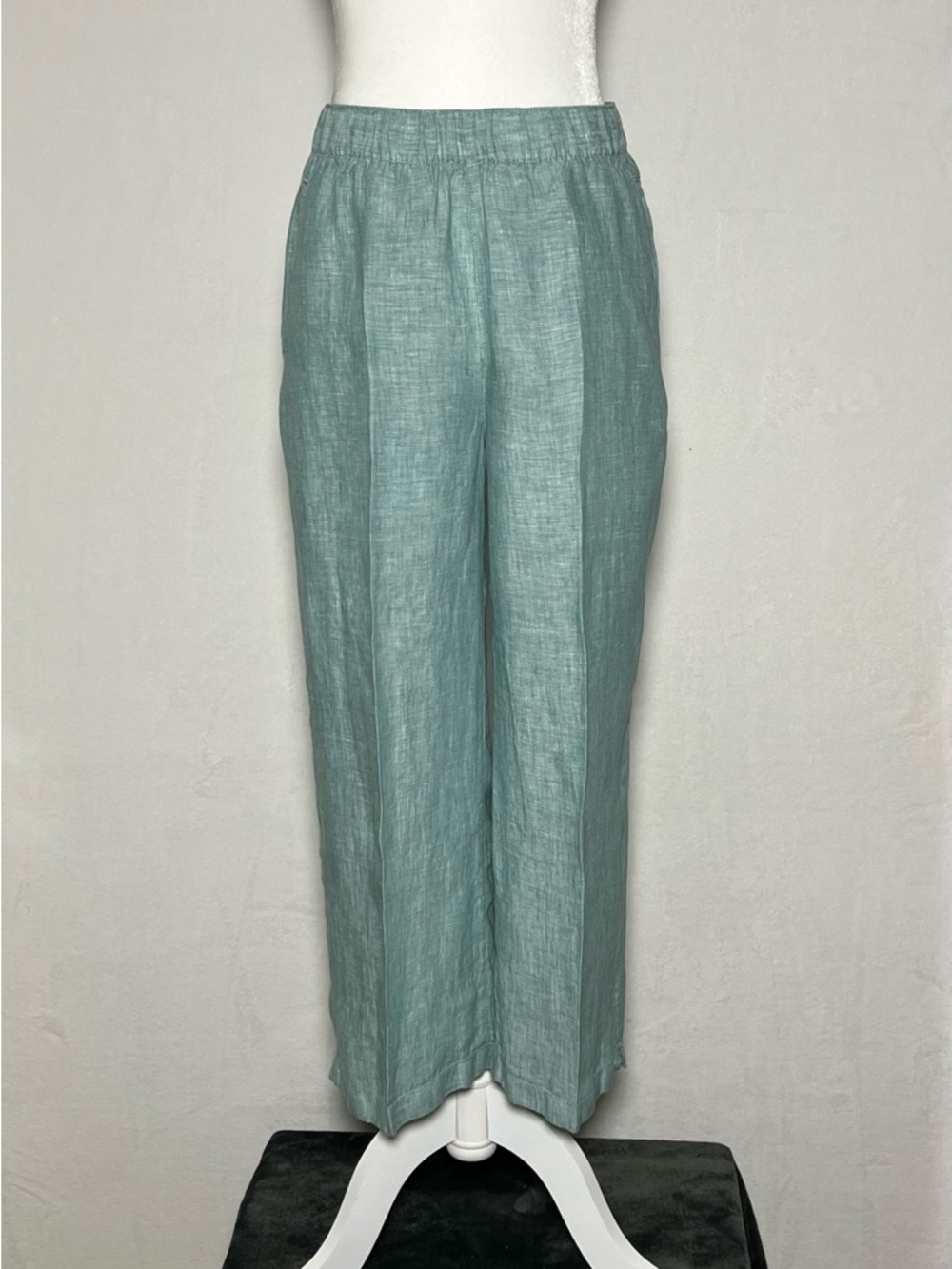 CYNTHIA ROWLEY 100% Linen Green Wide Leg Pants - size S
